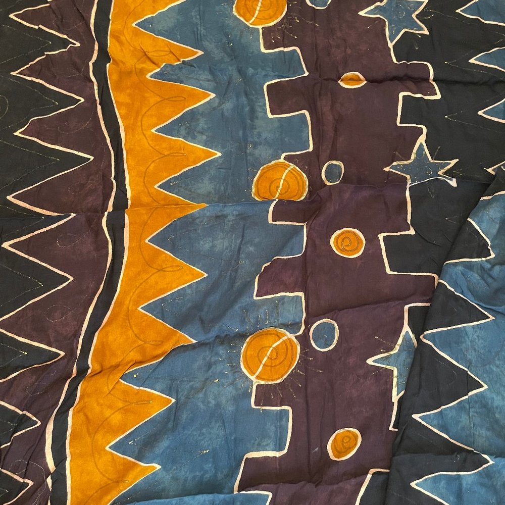 Large Vintage Batik Scarf Sarong Wrap Cover Up Koko Knot 62" x 40"